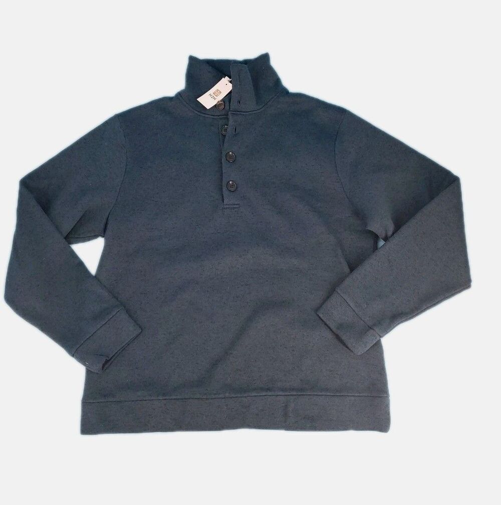 Mens 2xl Sweatshirt Mock Neck Henley Dark Teal Long Sleeve Pullover Outdoors